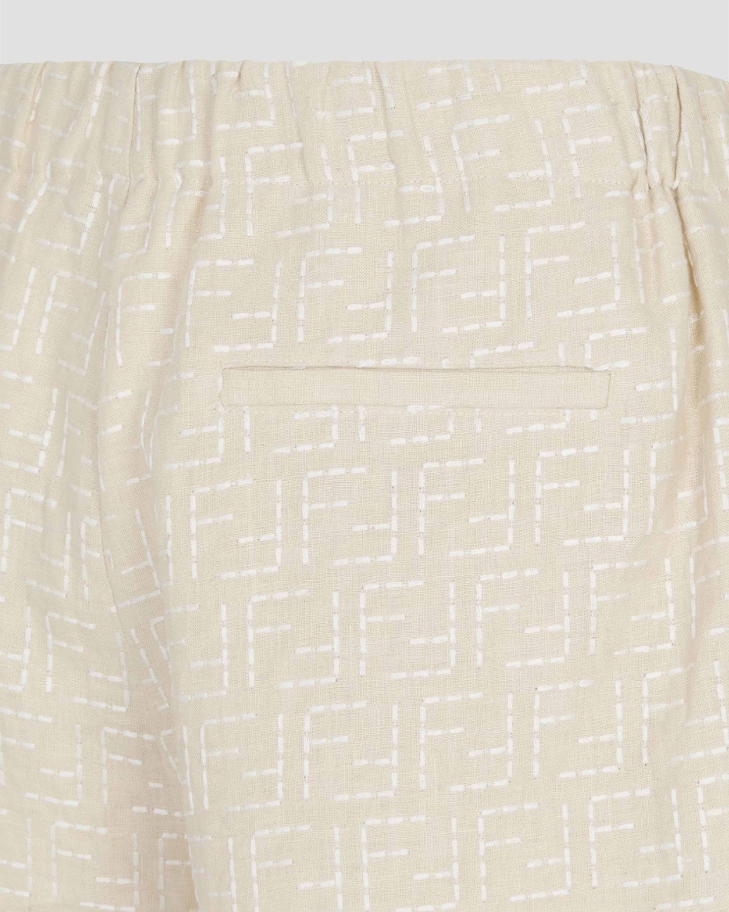 Beige Linen FF Jacquard Shorts
