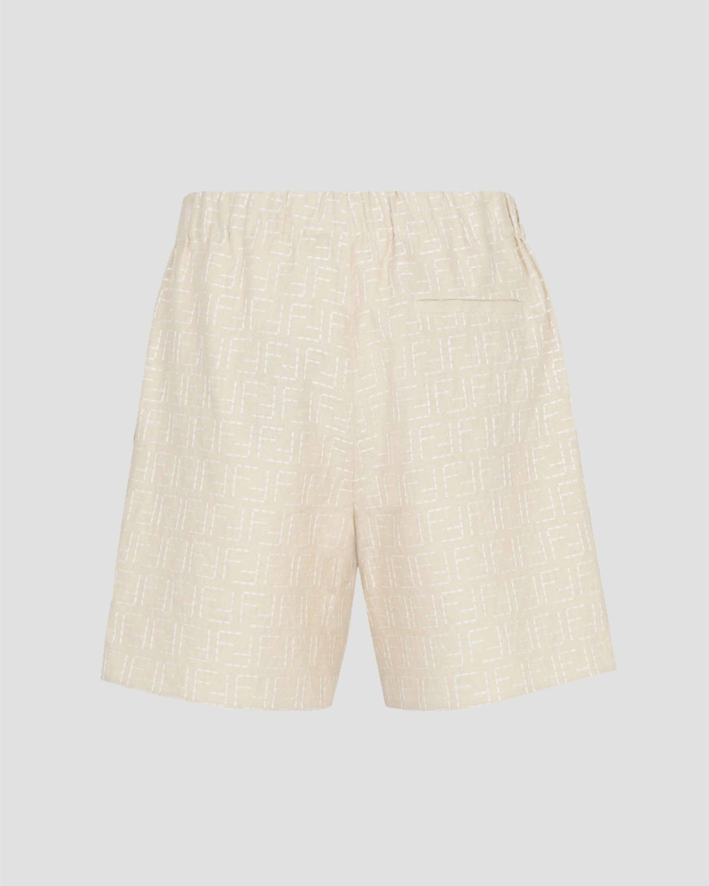 Beige Linen FF Jacquard Shorts