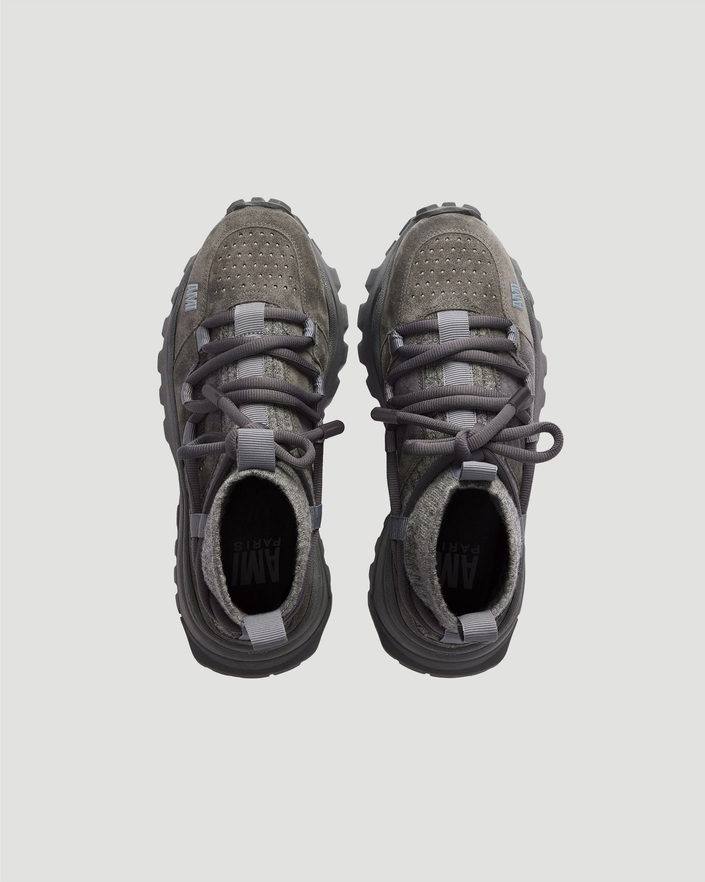 Mid-Top Otto Sneakers in suede leather and knitted mohair