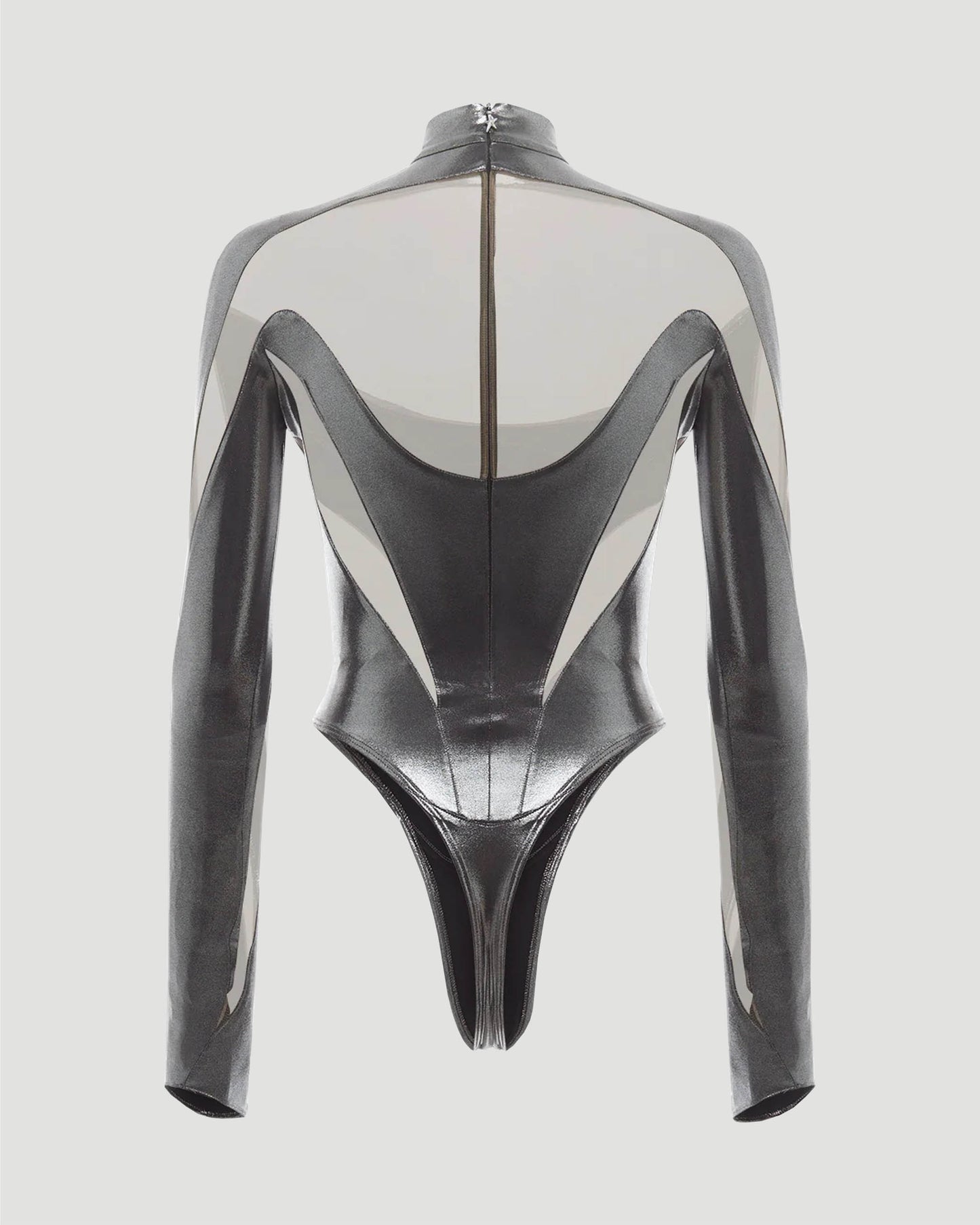 ILLUSION BODY SUIT IN CHROME