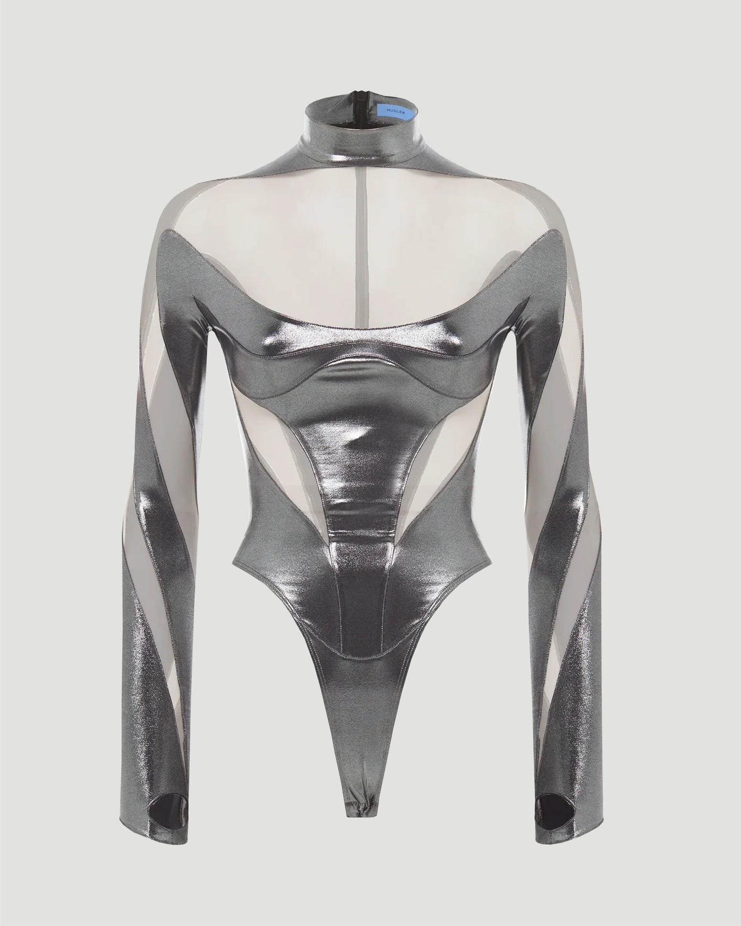 ILLUSION BODY SUIT IN CHROME