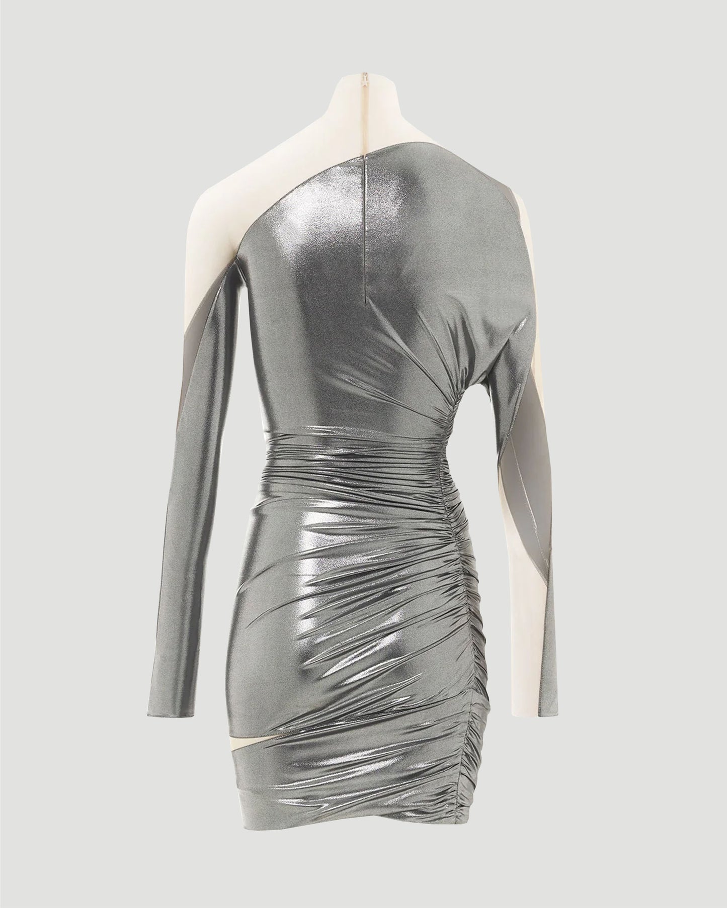 Impossible neckline dress in silver