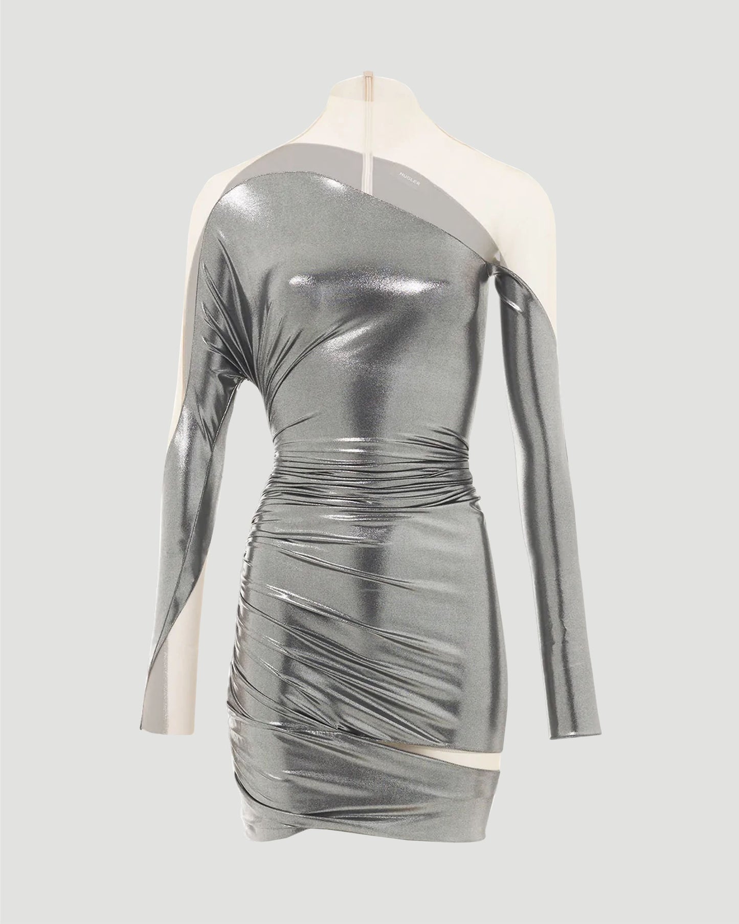 Impossible neckline dress in silver