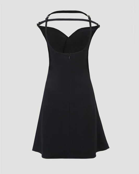 ELLIPSE CREPE BUSTIER MINI DRESS