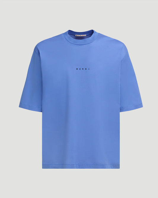 Blue Lilac Cotton T-shirt With Logo