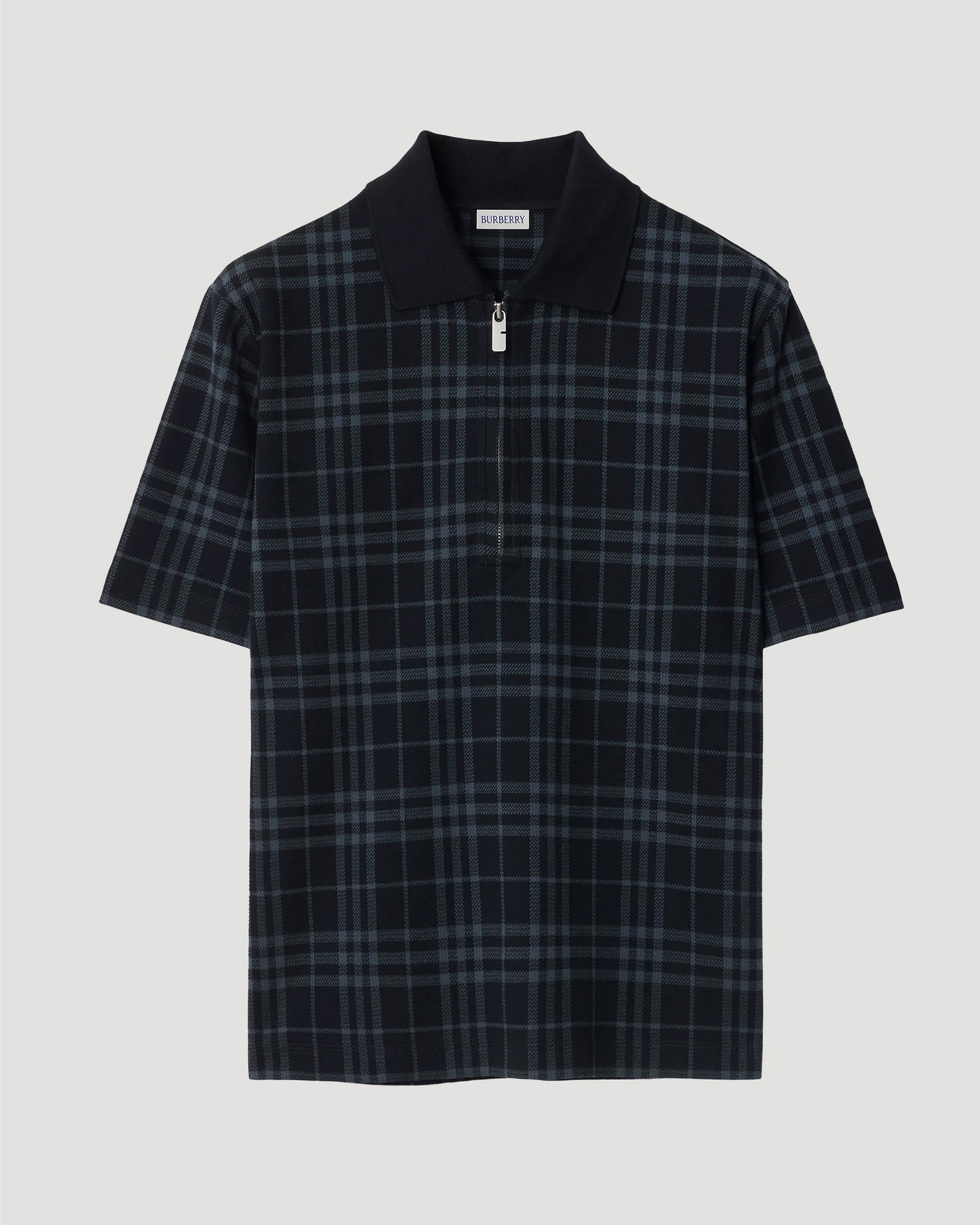 Check Stretch Cotton Blend Polo Shirt