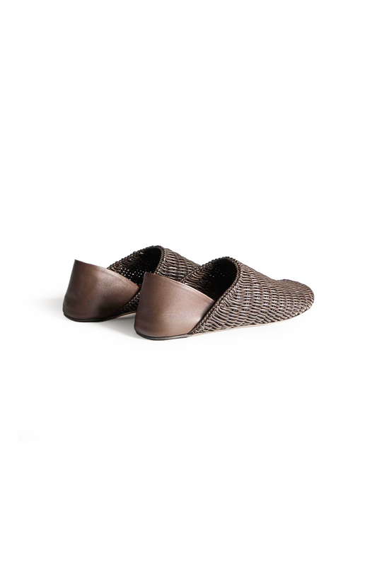 JW Anderson Mens slipper mules in chocolate brown woven leather
