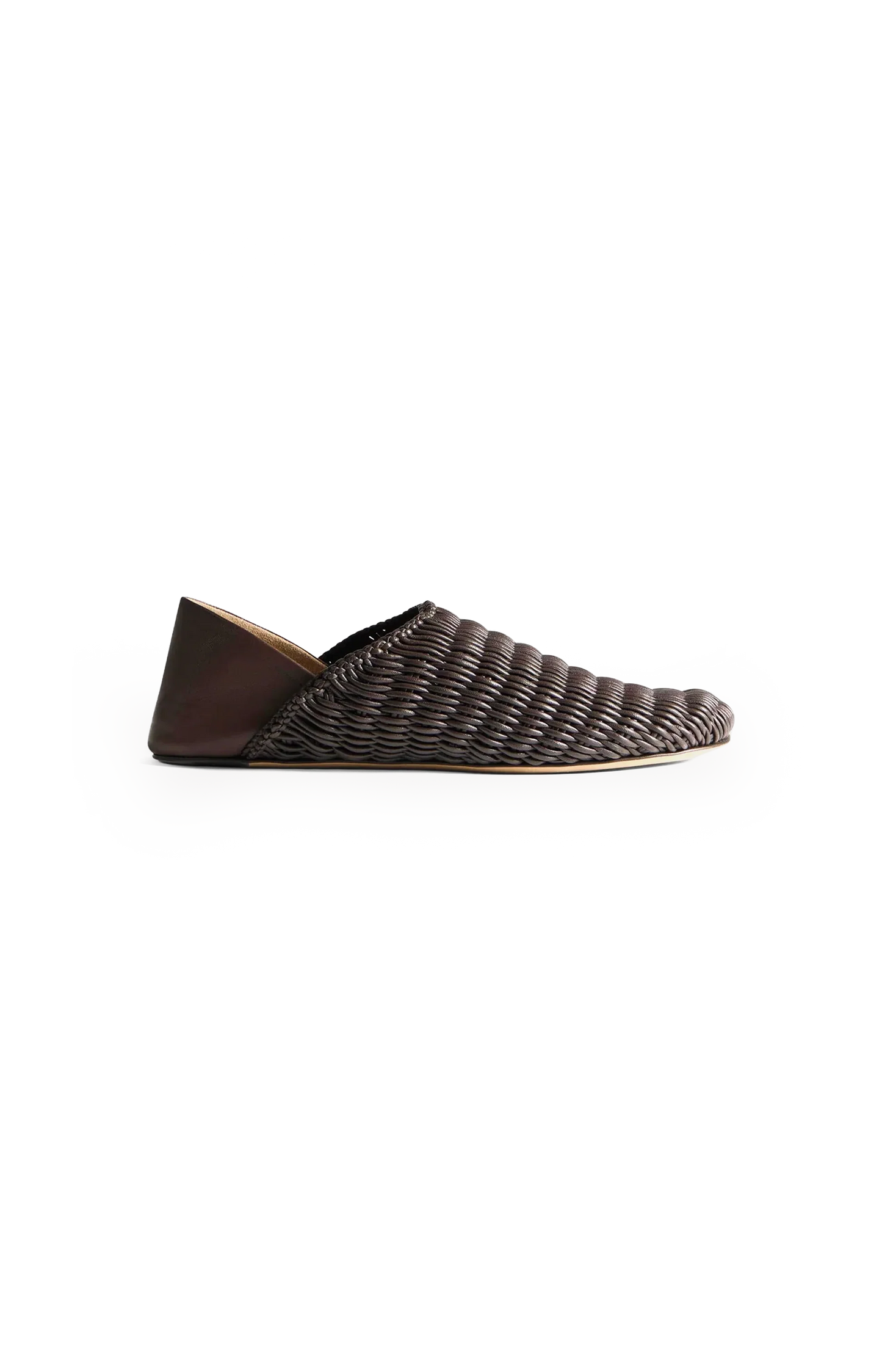 JW Anderson Mens slipper mules in chocolate brown woven leather