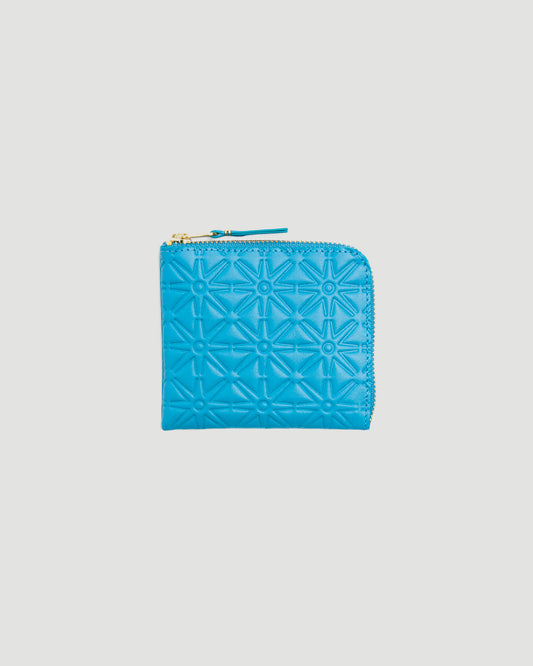 Embossed Leather Line Wallet in Blue
