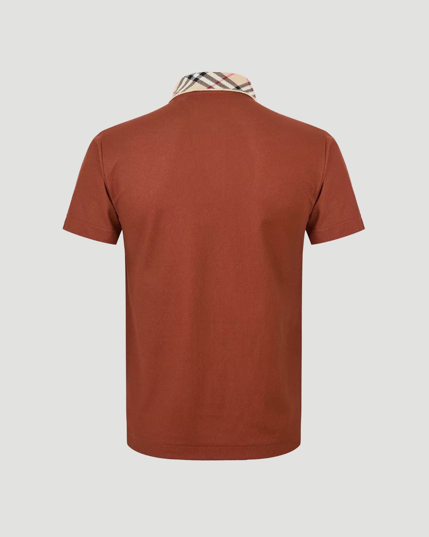 Check Collar Cotton Polo Shirt