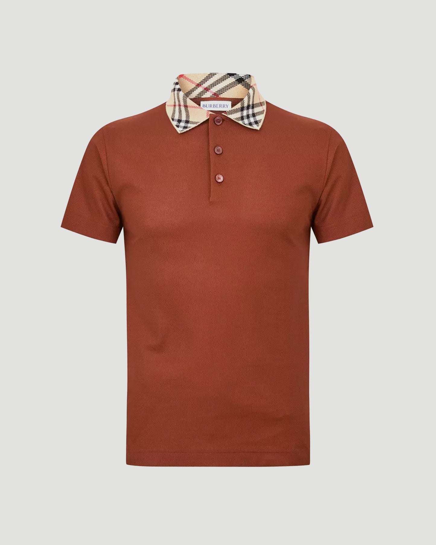 Check Collar Cotton Polo Shirt