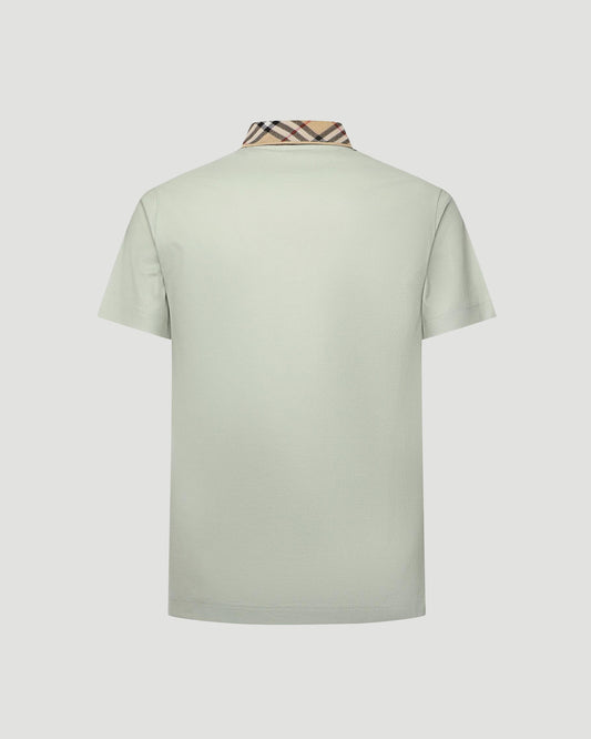 Check Collar Cotton Polo Shirt