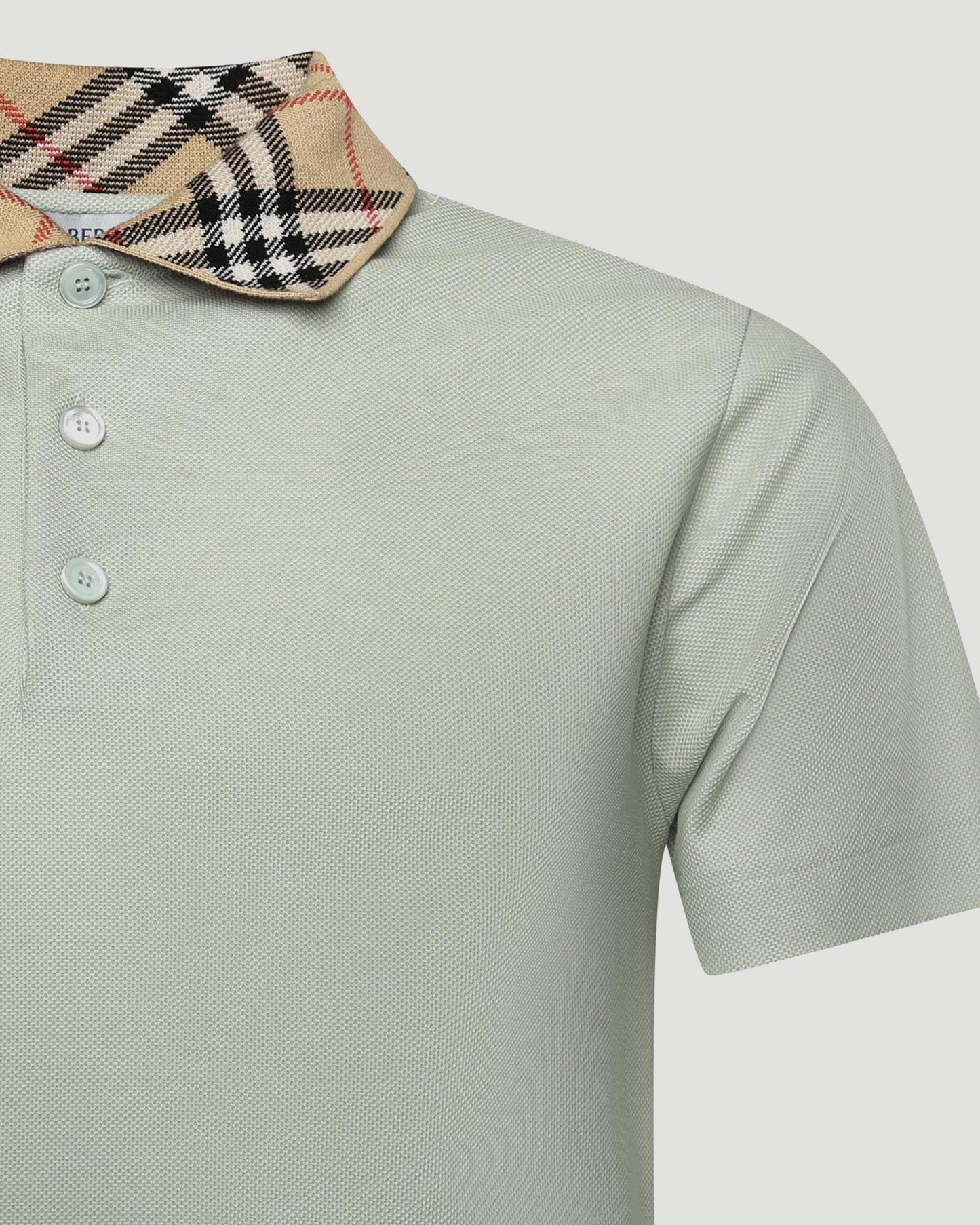Check Collar Cotton Polo Shirt
