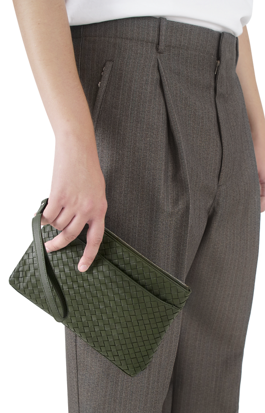 Bottega Veneta Intrecciato Piccolo Prism Pouch in Bark Green — product photo 2
