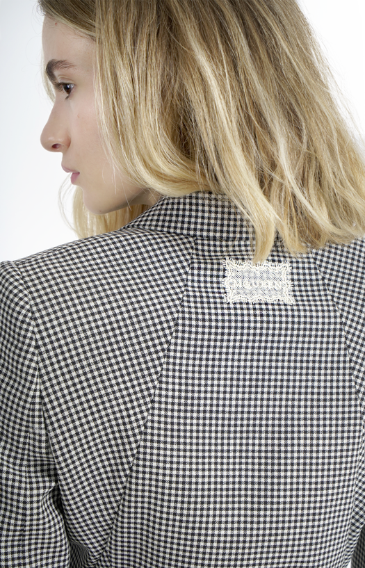 Gingham Check Cutaway Jacket in Black/Ivory