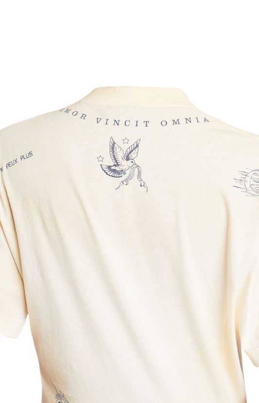 Classic Ink Short Sleeve Top in Ivory