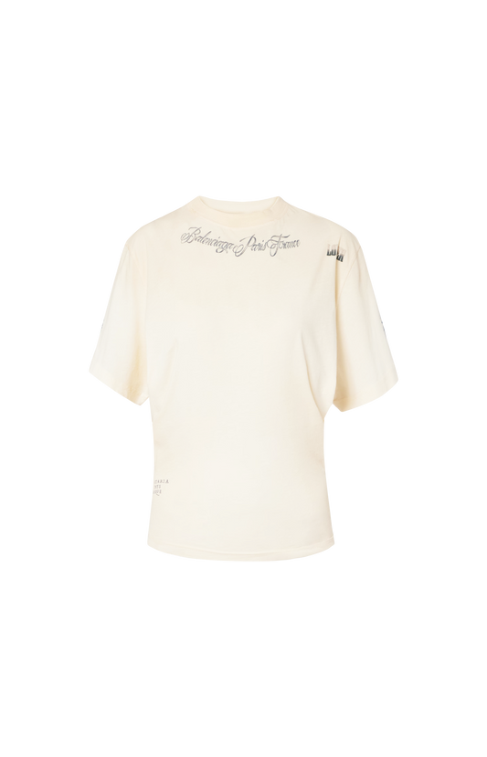 Classic Ink Short Sleeve Top in Ivory