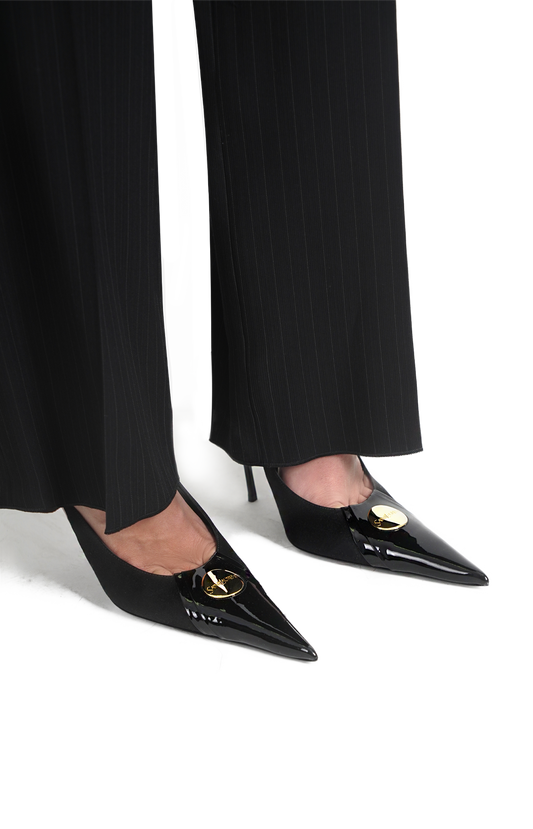 Saint Laurent Louis Slingback Pumps in Patent Leather and Satin in Black — product photo 2
