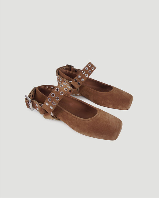 BIKER BALLET FLATS IN SUEDE