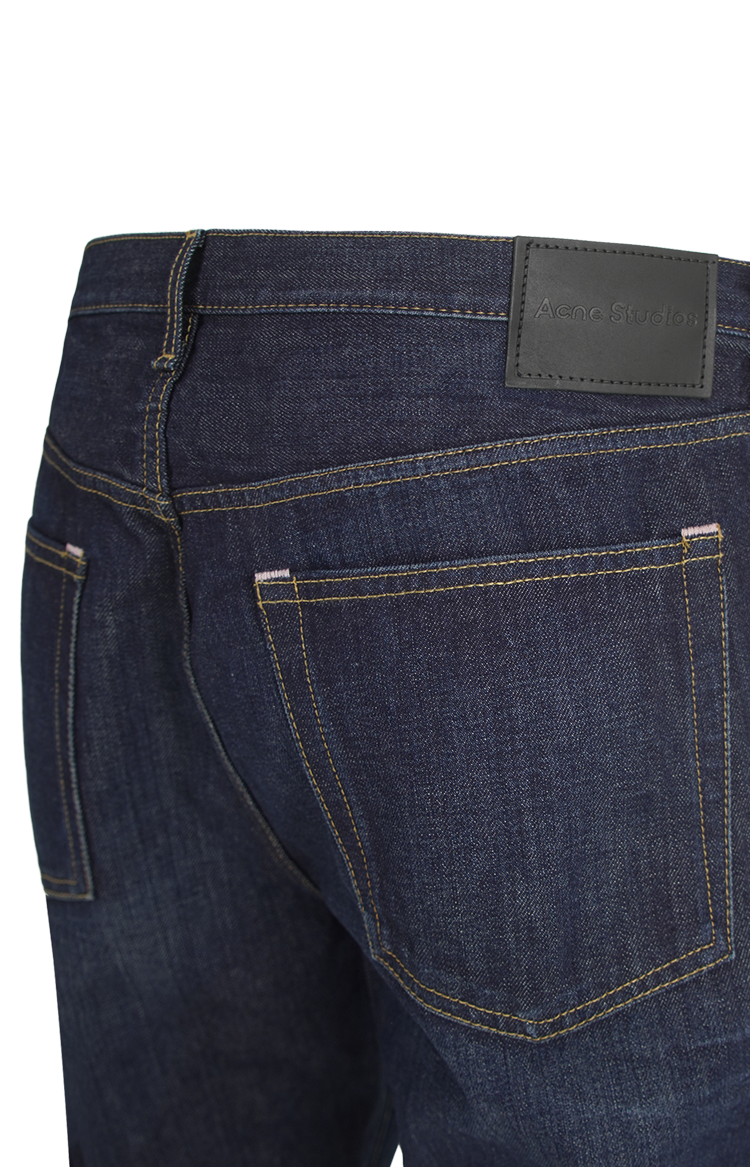 Full Length Straight-Leg Jeans in Dark Blue