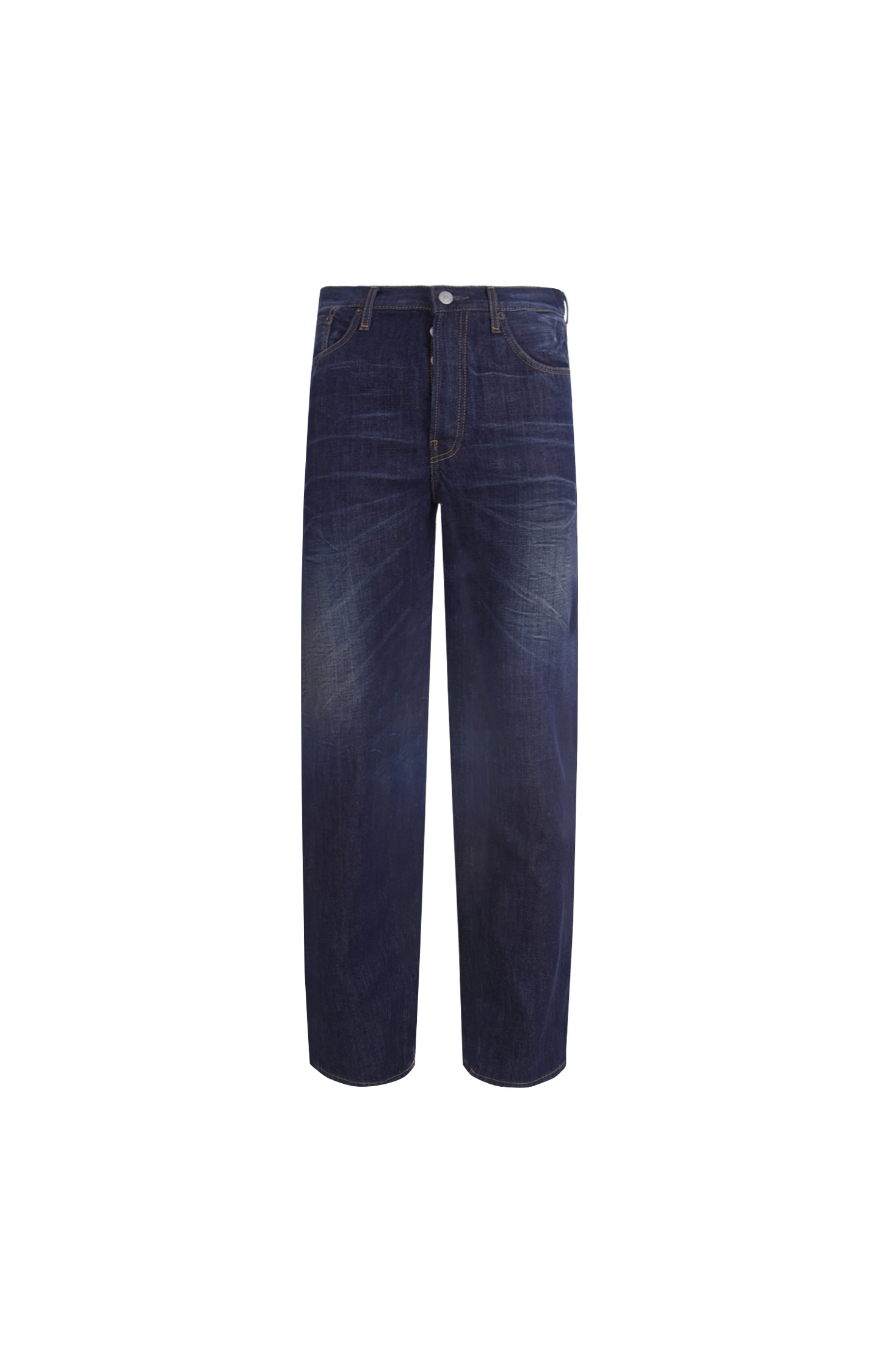 Full Length Straight-Leg Jeans in Dark Blue