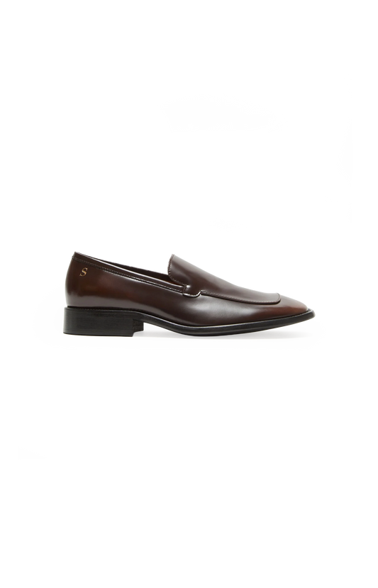 Acne Studios Leather Loafers in Dark Brown — front view