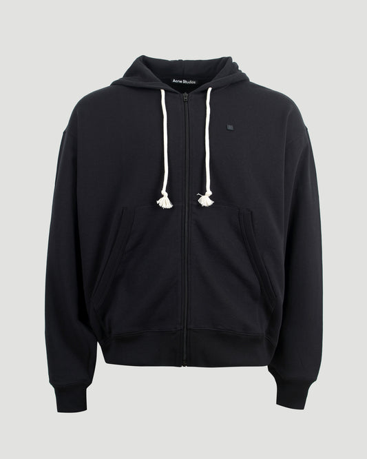 Hooded Zip Sweater in Black