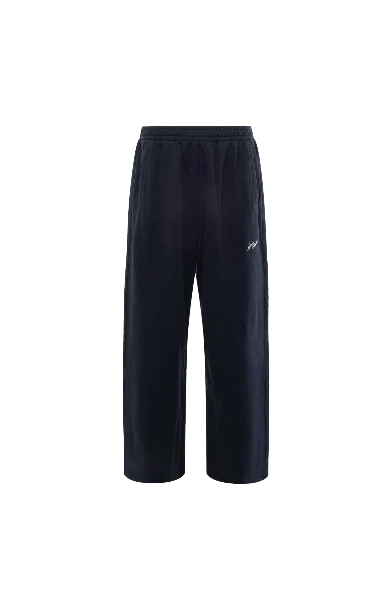 Acne Studios Fleece Logo Sweatpants in Navy — front view