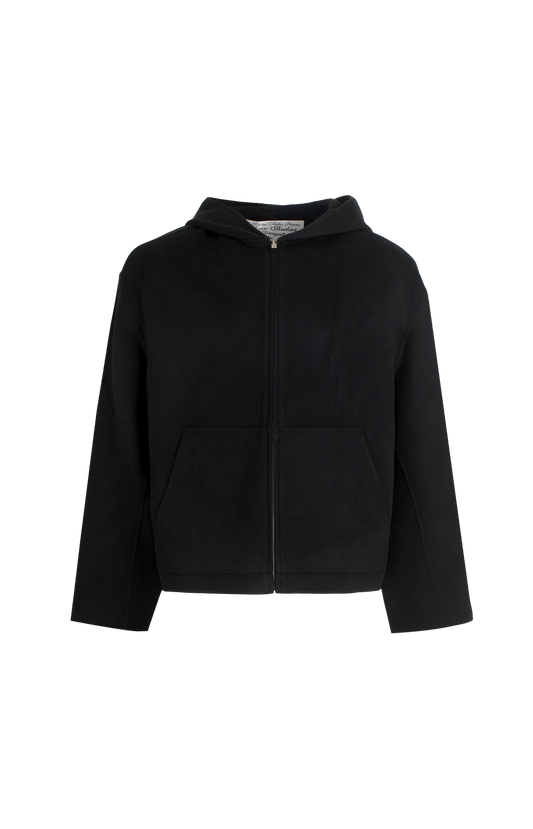 Acne Studios Cashmere Jacket With Hood in Black — front view