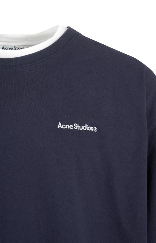 Layered Sweatshirt with Logo in Navy Blue
