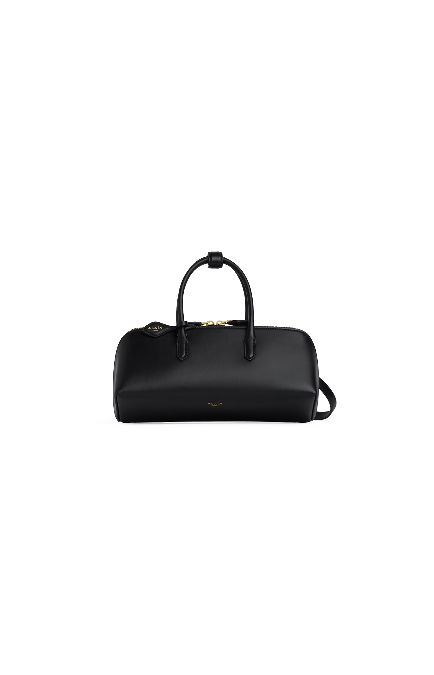 ALAÏA Delta Small Bag in Box Calfskin in Black — front view