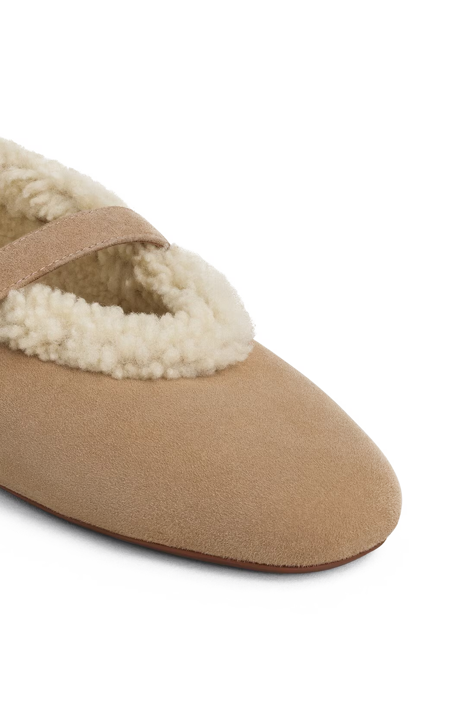 ALAÏA Balllet Flats in Merino Shearling in Camel — product photo 4