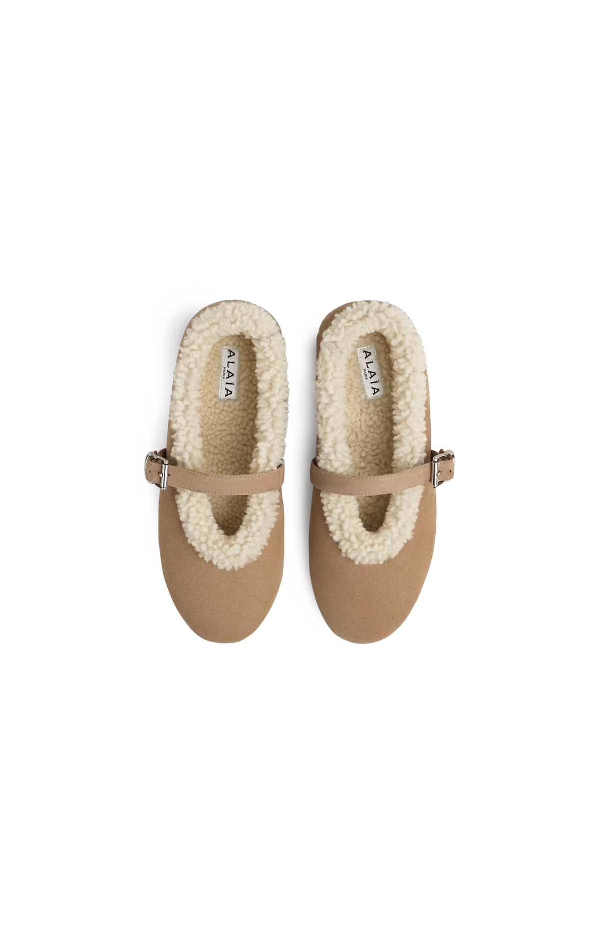 ALAÏA Balllet Flats in Merino Shearling in Camel — product photo 2