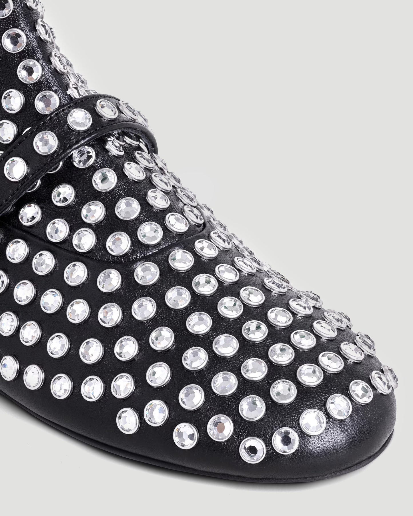 HIGH BALLET FLATS IN STRASS LAMBSKIN