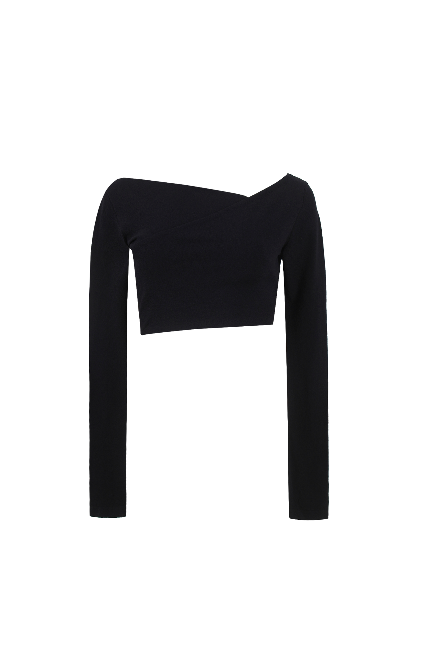 Cropped Cotton-Blend Crepe Top in Black