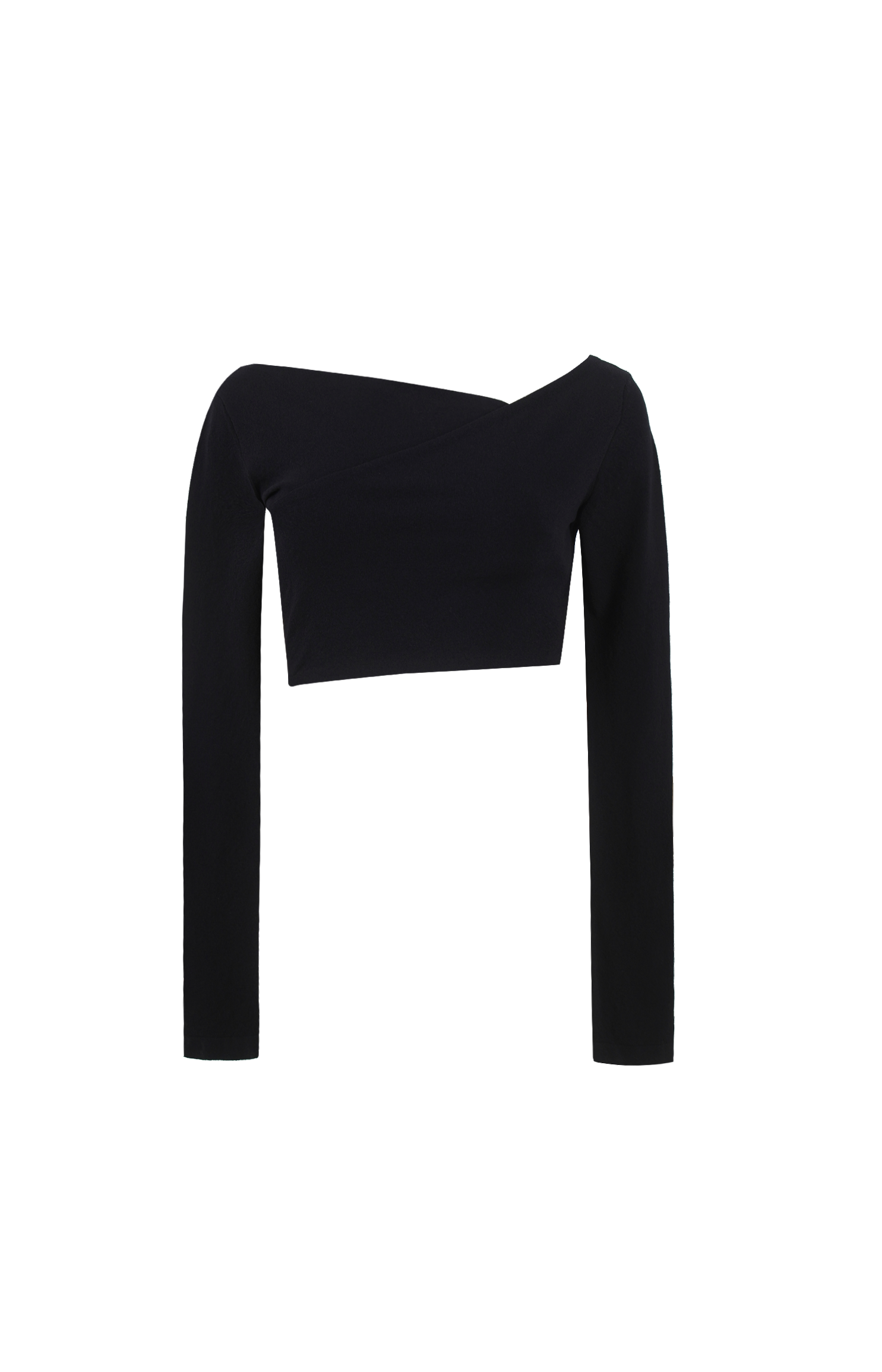 ALAÏA Cropped Cotton-Blend Crepe Top in Black — front view