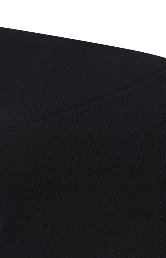 Cropped Cotton-Blend Crepe Top in Black