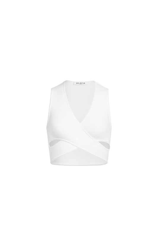 Ribbed Jersey Wrapped Top