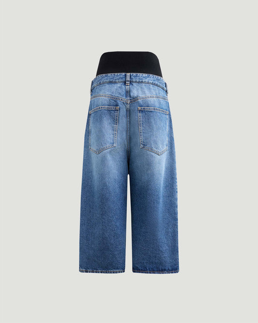 DENIM BERMUDA SHORTS WITH KNITTED WAISTBAND