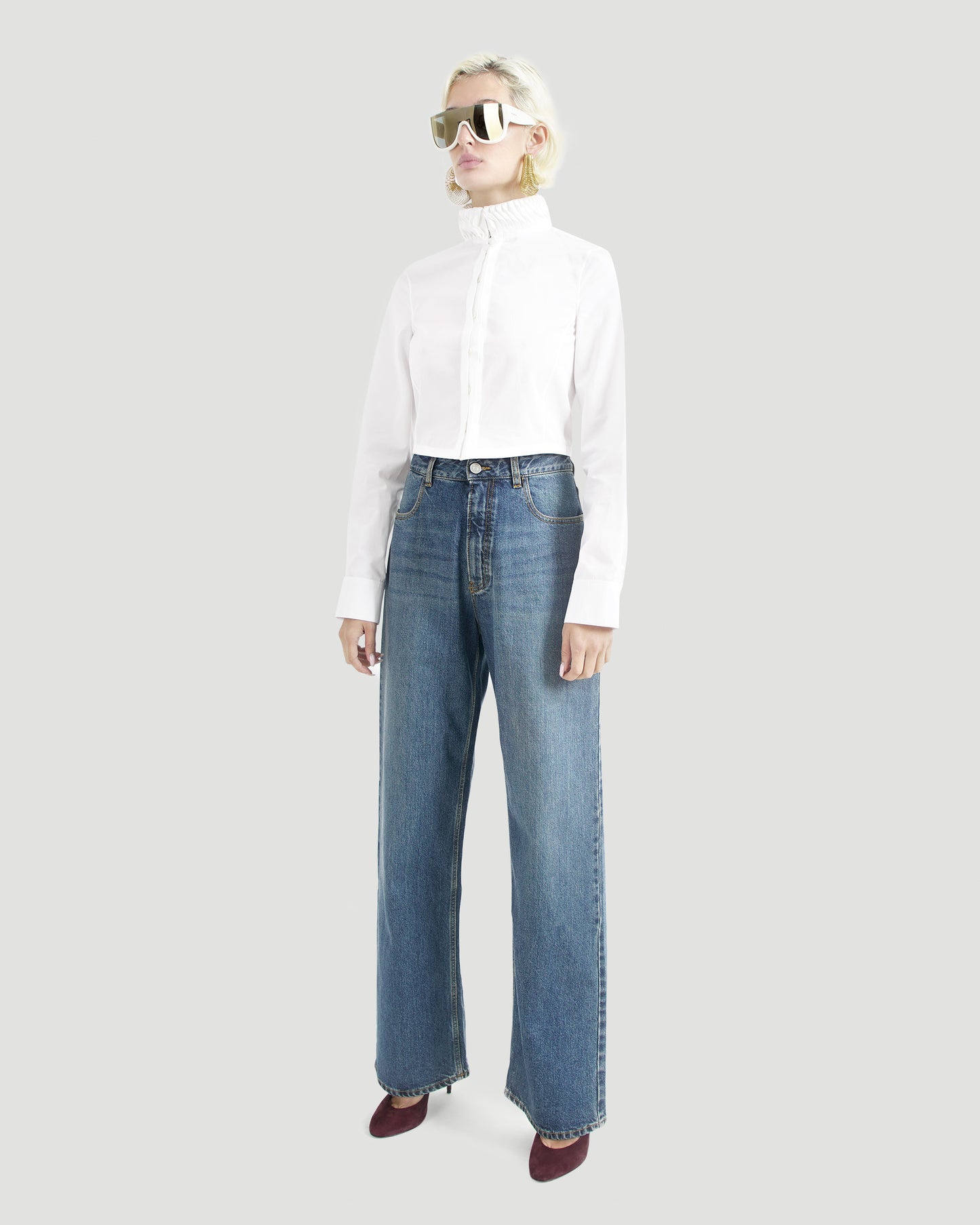 Cotton Poplin Cropped Blouse