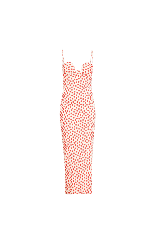 Polka Dot Column Dress in Ecru