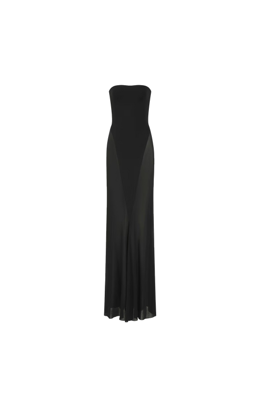 ALAÏA Jersey Bustier Dress in Black — front view