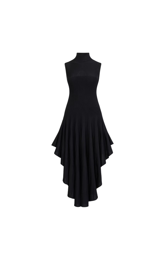 ALAÏA Sculpting Pointed Dress in Black — front view