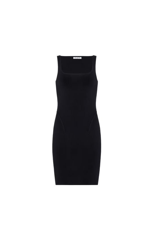 Silk Knit Mini Bodycon Dress in Black