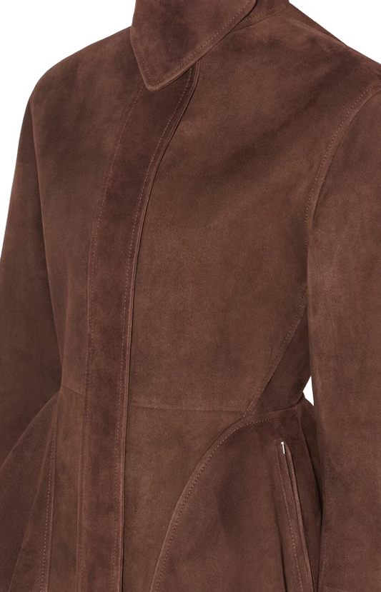 Suede Goatskin Peplum Jacket