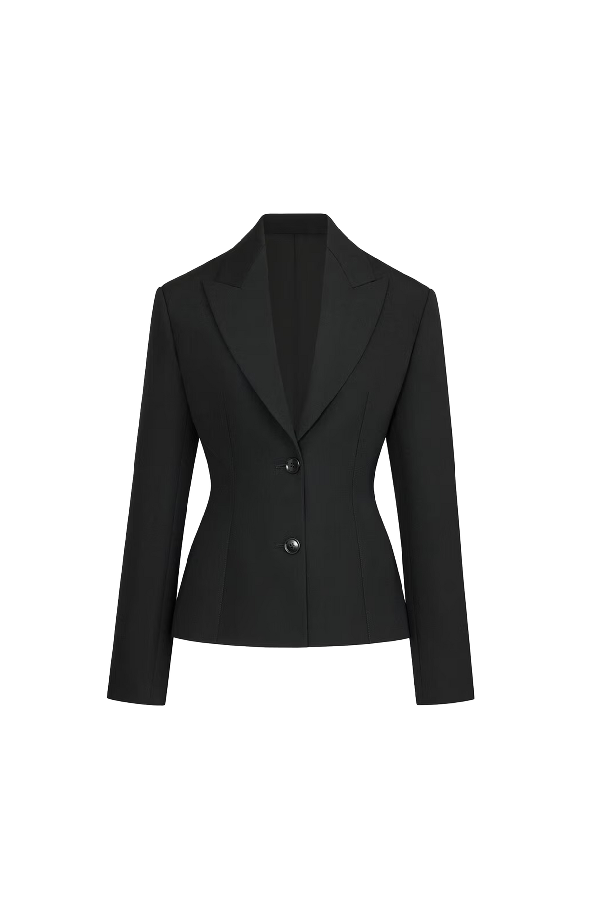 Light Wool Single-Breasted Jacket in Black
