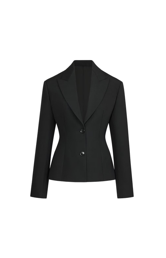 ALAÏA Light Wool Single-Breasted Jacket in Black — front view