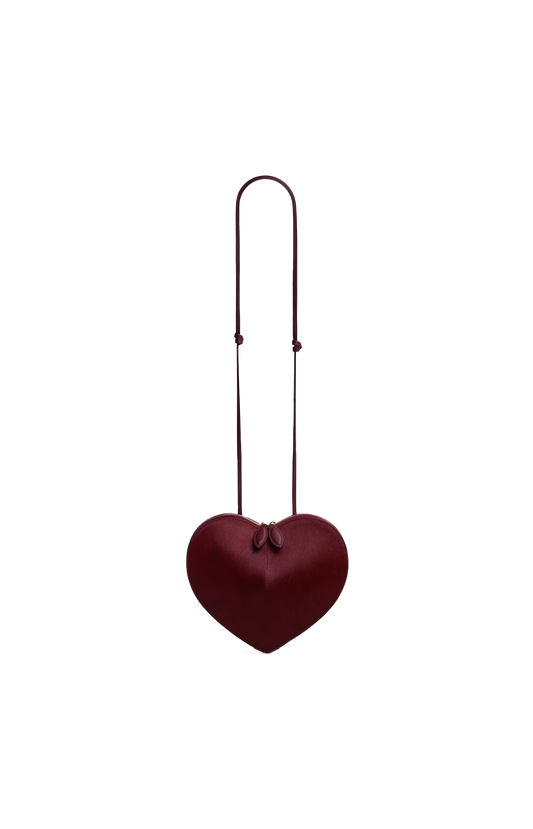 ALAÏA Le Coeur Bi-Material Bag in Haircalf in Red — front view