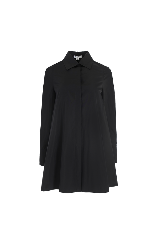 ALAÏA A-Line Shirt Dress in Black — front view