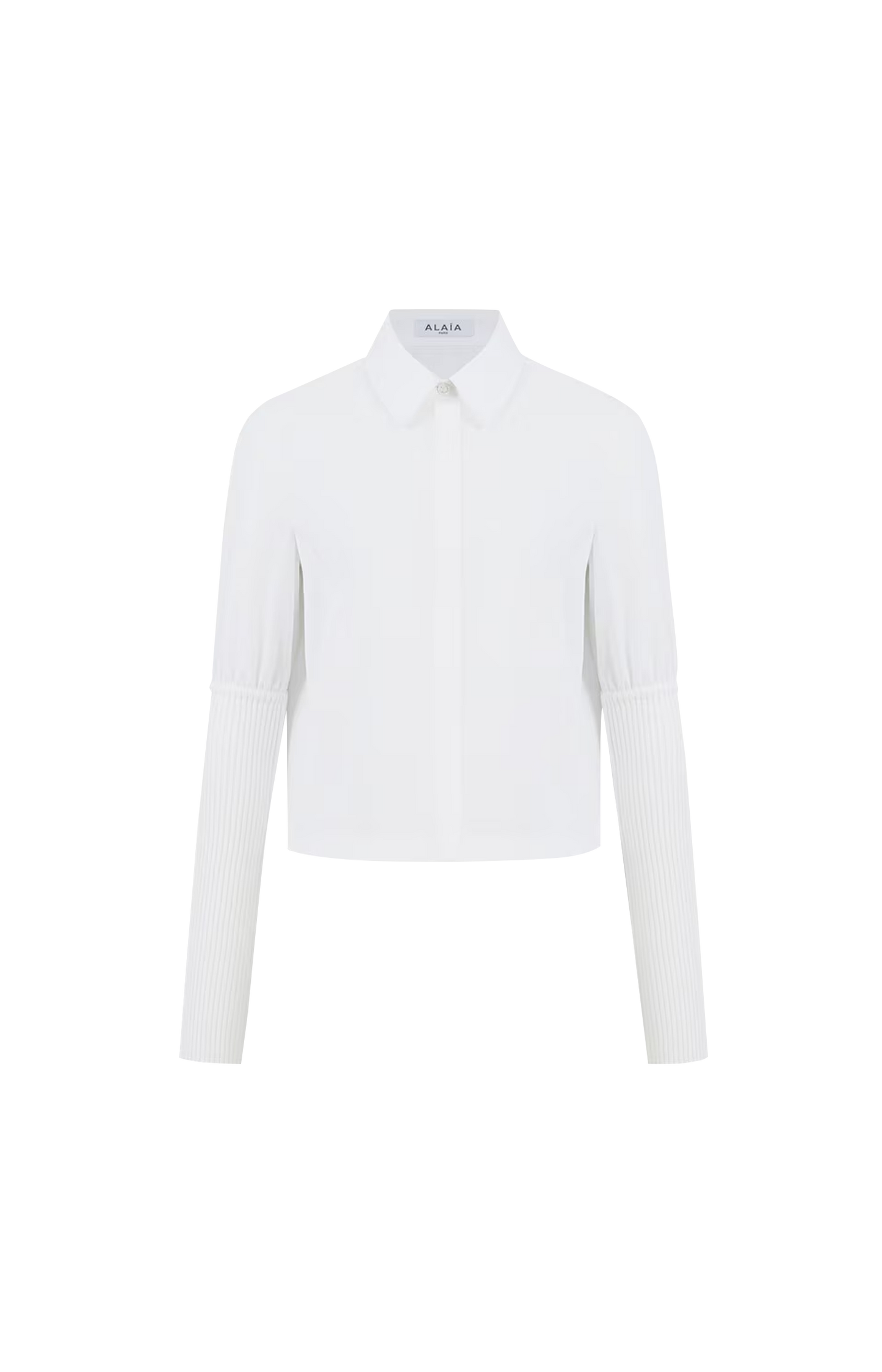 Cotton Poplin Shirt With Ribbed Sleeved